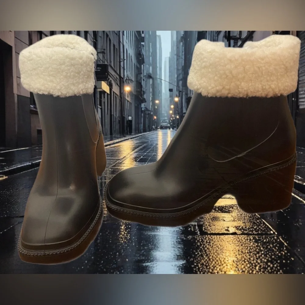 INC Black Rain Boots